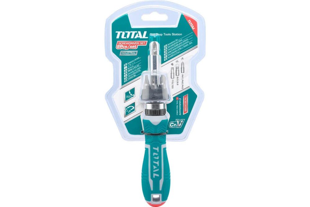 پیچ گوشتی جغجغه توتال مدل TACSD30086 مجموعه 8 عددی