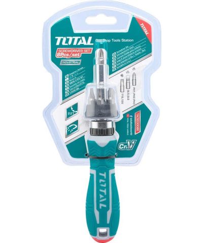 پیچ گوشتی جغجغه توتال مدل TACSD30086 مجموعه 8 عددی