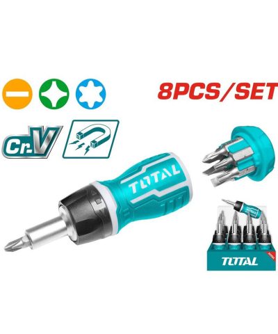 پیچ گوشتی مشتی توتال کد TACSDS1726 دارای جغجغه و سری های متنوع بیت در سایز 25 میلیمتر